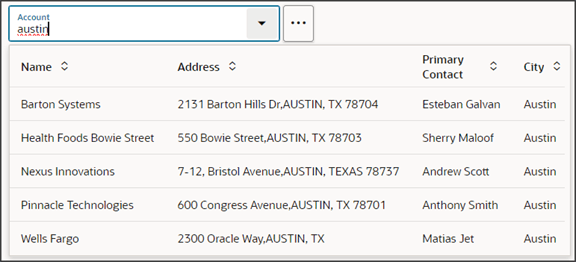 このスクリーンショットは、キーワード検索がピッカーでどのように機能するかを示しています。