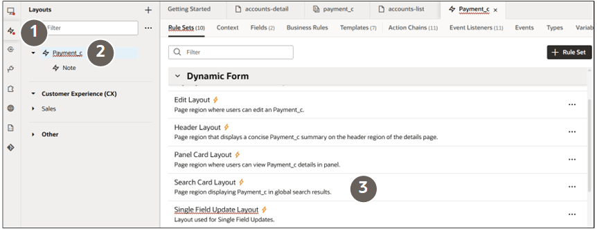 テキストで説明されているナビゲーションを示すコールアウトを含むVB Studioの「レイアウト」タブのスクリーンショット