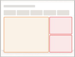 上記のレイアウトの3つのセクションの表示