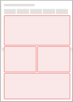 上記のレイアウトに4つのセクションを表示
