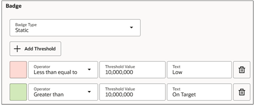 ビジュアライゼーション作成ページの「バッジ」セクション