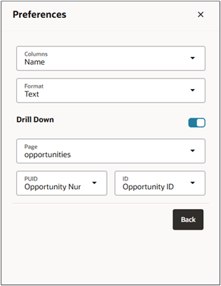 「構成の作成」ページのプリファレンス・ドロワー