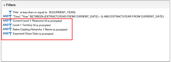 商談のフィルタを示す分析のスクリーンショット