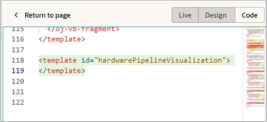 このスクリーンショットは、空のテンプレート・タグを示しています。