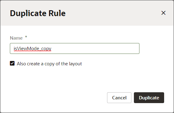これは、「ルールの複製」ダイアログのスクリーンショットです。