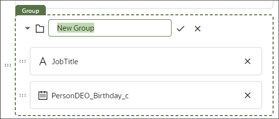 これは、新しいフィールド・グループのスクリーンショットです。