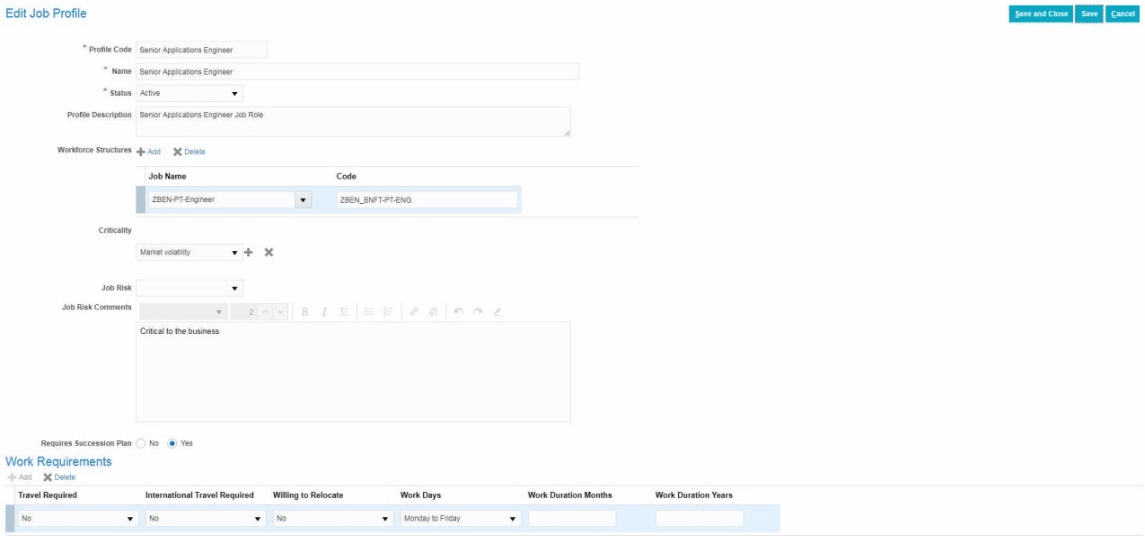 ジョブ・プロファイル/ポジション・プロファイル/組織プロファイルの作成/編集