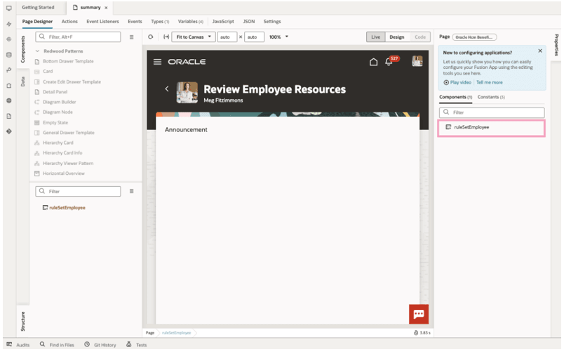 拡張モードの「従業員リソースのレビュー」