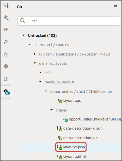 このスクリーンショットは、layout-x.jsonノードを示しています。