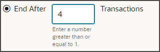 このスクリーンショットは、スケジュールのトランザクション数の入力方法を示しています。
