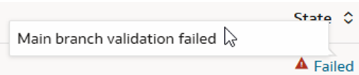 失敗状態を表示するメイン・ブランチの検証