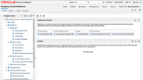 この図は、サブジェクト領域レポート・ビルダーの 基準の例です。