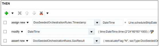 一時停止を追加し、予定出荷日の発生の2日前にリリースすることを指定する文