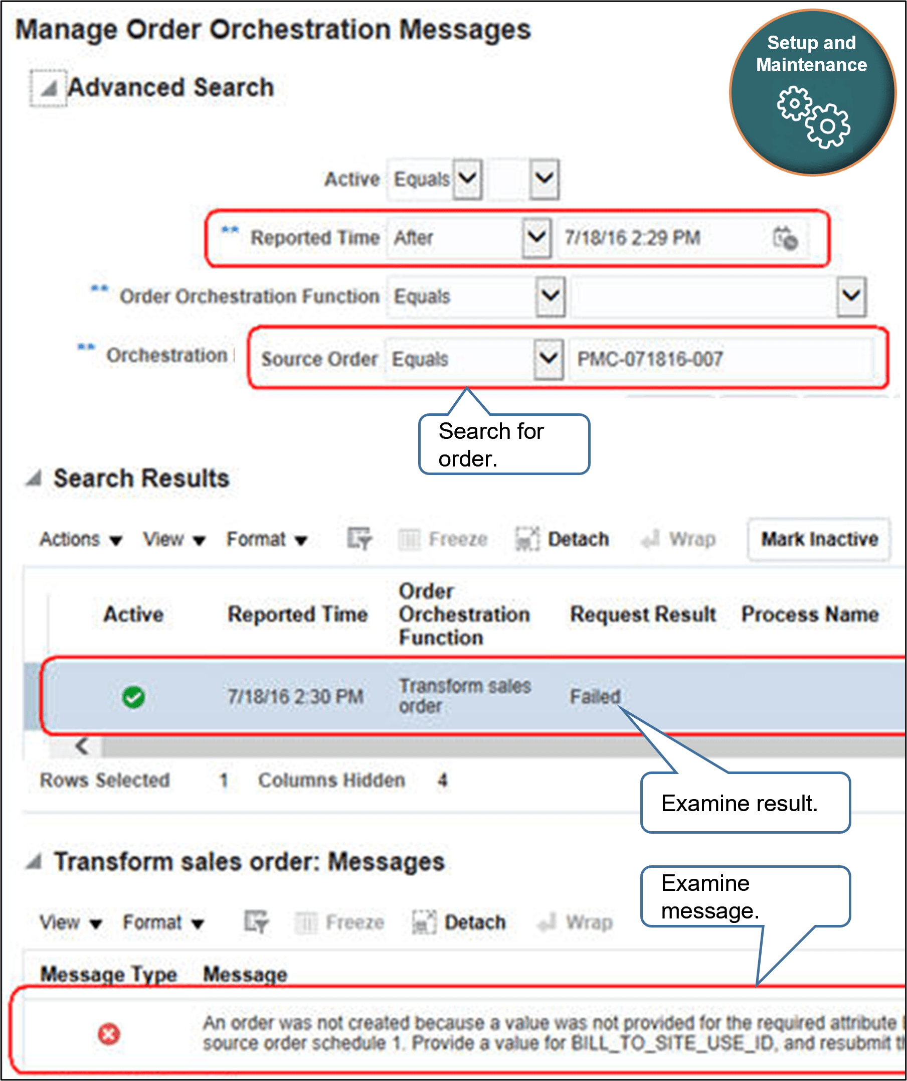検索結果のメッセージ。