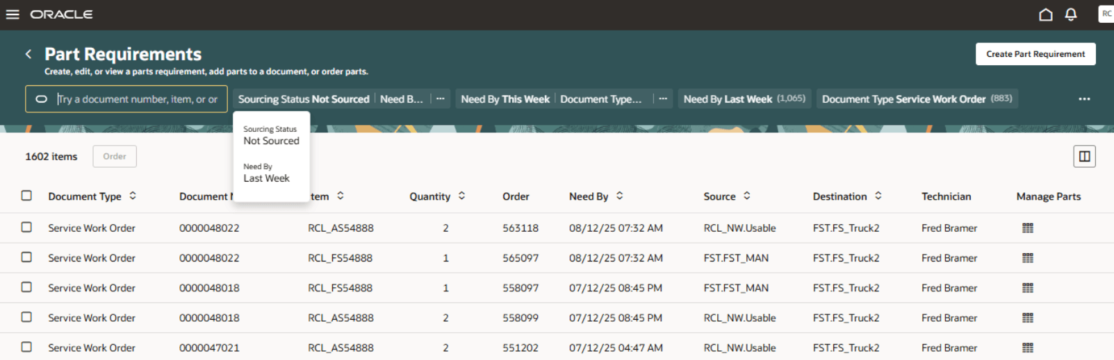 部品所要量検索ページ