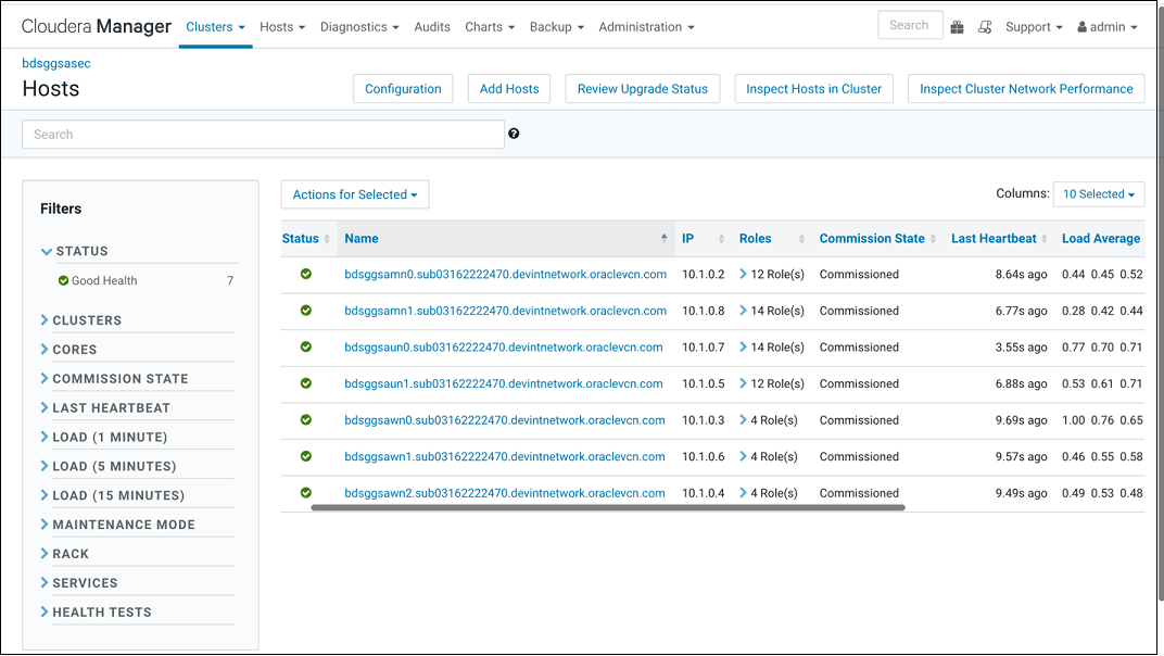 Cloudera Manager - BDSノードのFQDV Cloudera Manager - BDSノードのFQDV