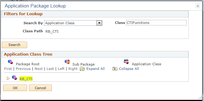 Application Packages Lookup page