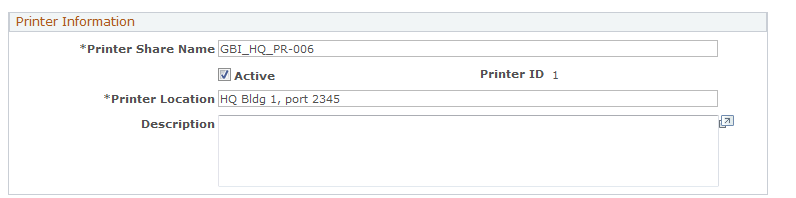 Printer Information page