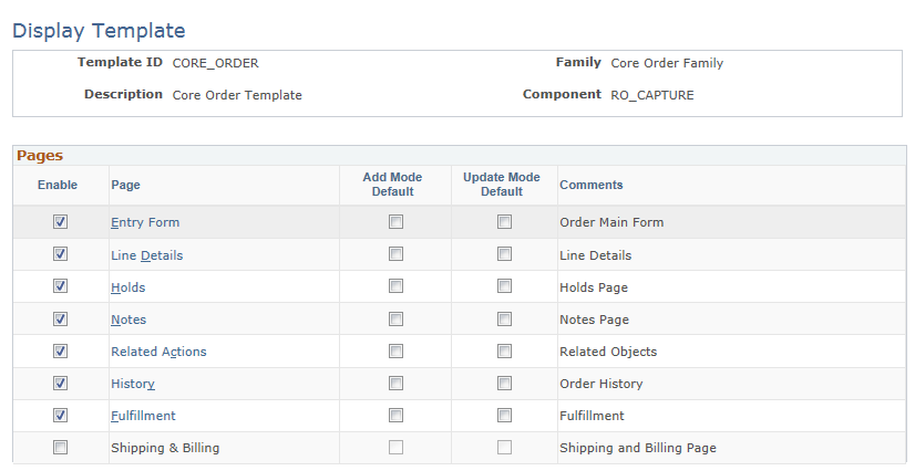 Display Template page (1 of 2)