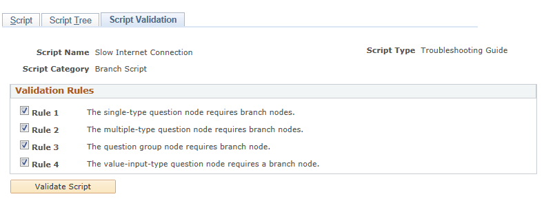 Script Validation page