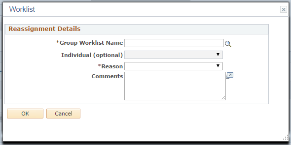 Worklist - Reassign Case page for a user with direct reports