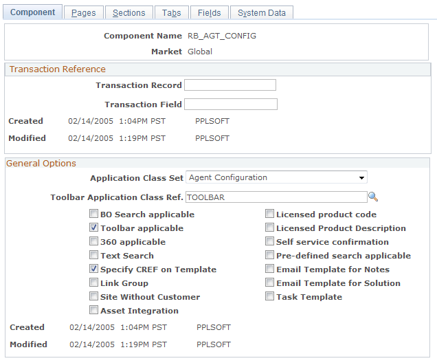 Component page