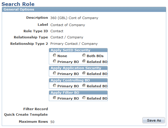 Search Role page (1 of 2)