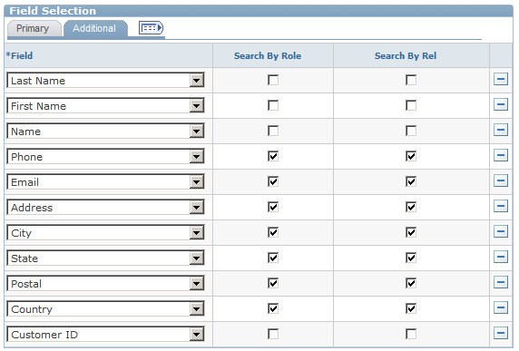 Field Selection - Additional page