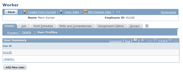 Worker - Worker: User Profiles: User Summary page