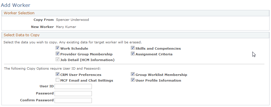 Add Worker page