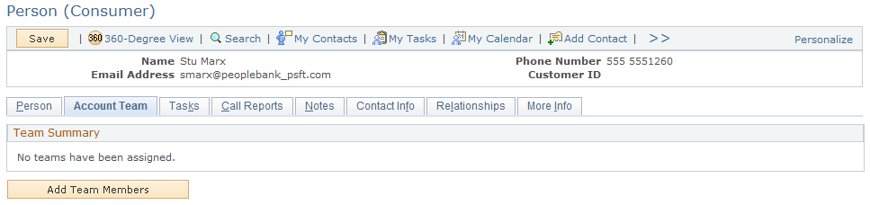 Person (Consumer) - Account Team page