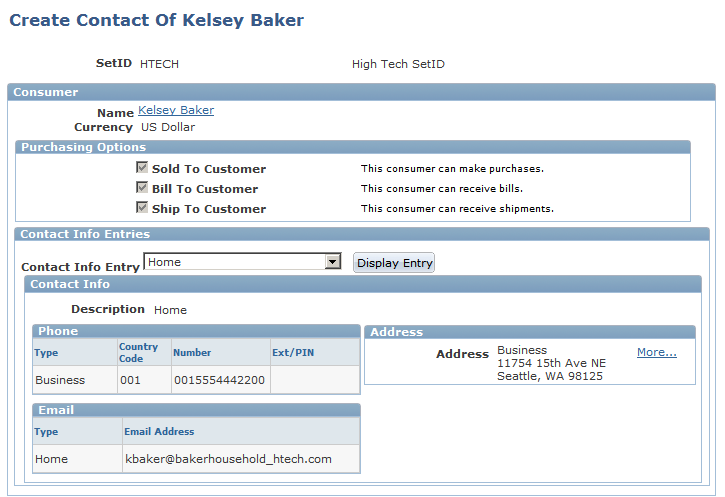 Create Contact of <customer> page (1 of 2)