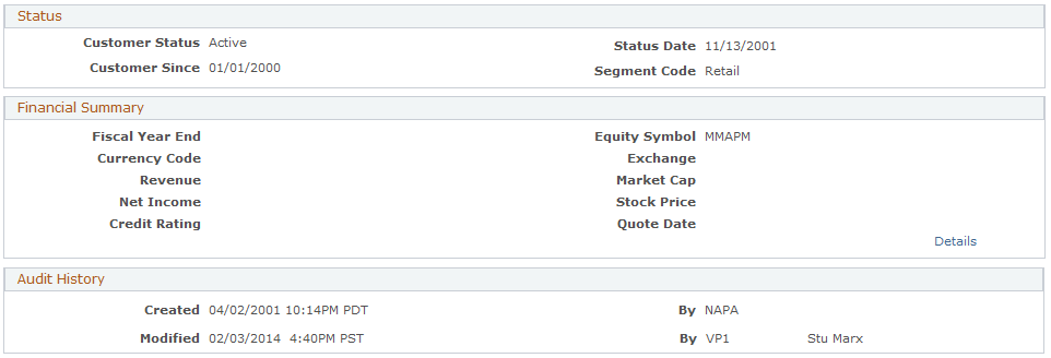 Company - Summary: Summary page (2 of 2)