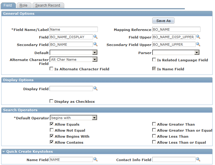 Field page