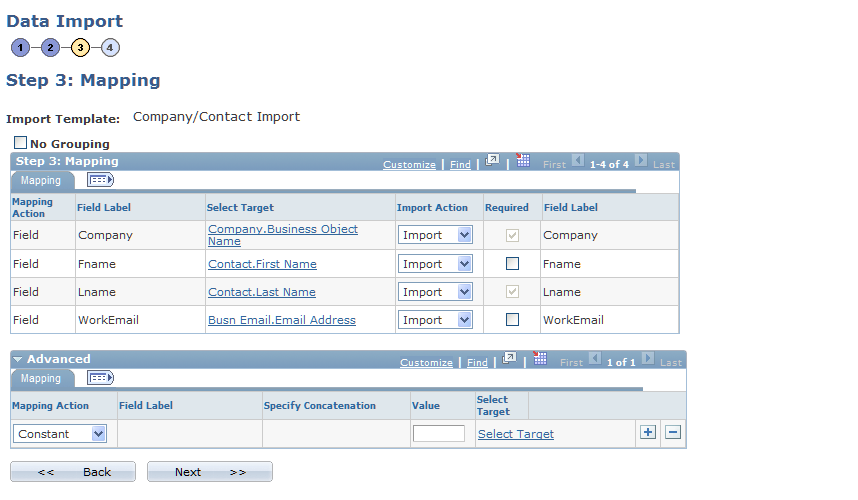 Data Import - Step 3: Mapping page