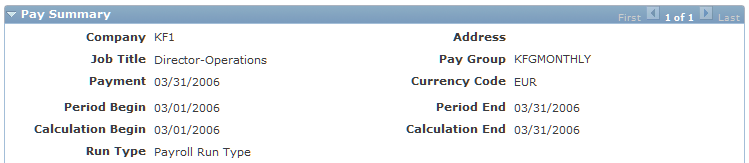 Pay Summary section (France) - HRHD Worker 360-Degree View page (PeopleSoft HCM)