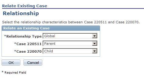 Relate Existing Case - Relationship page