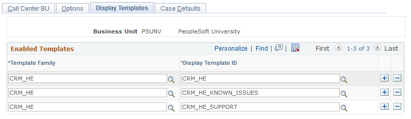 Display Templates page