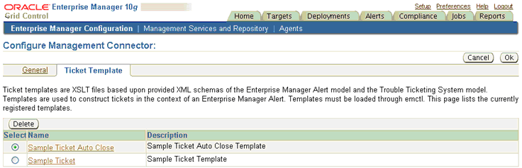 Configure Management Connector: Peoplesoft Connector (Ticket Template Tab)