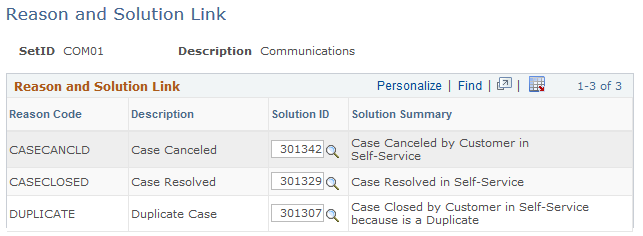 Reason and Solution Link page