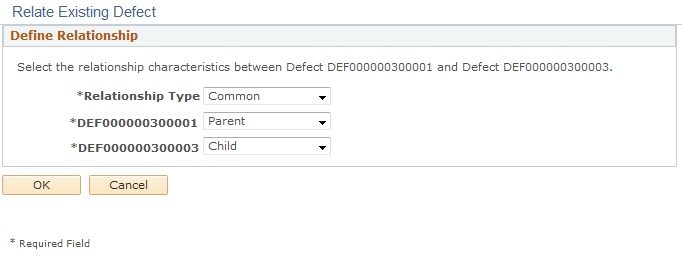 Relate Existing Defect page