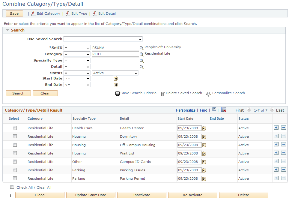 Combine Category/Type/Detail page