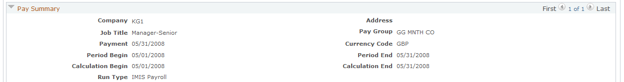 Pay Summary section (U.K.) - HRHD Worker 360-Degree View page (PeopleSoft HCM)