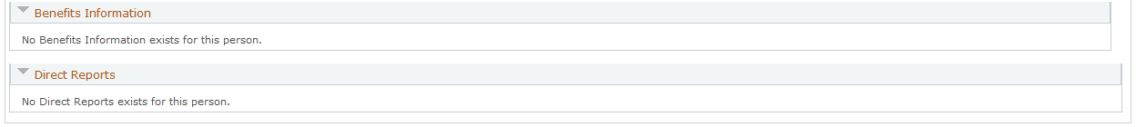 Benefits Information and Direct Reports sections (France) - HRHD Worker 360-Degree View page (PeopleSoft HCM)