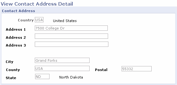 View Contact Address Detail page