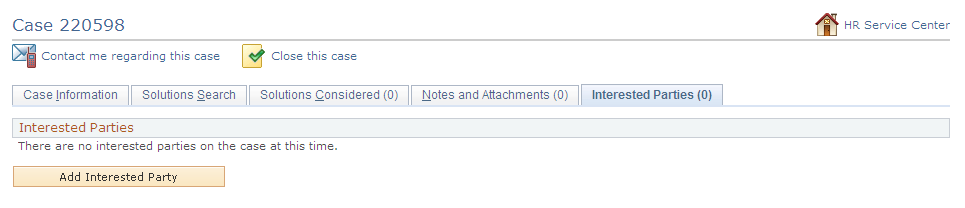 Case <ID> - Interested Parties page
