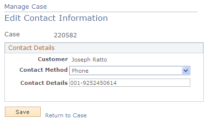 Manage Case - Edit Contact Information page