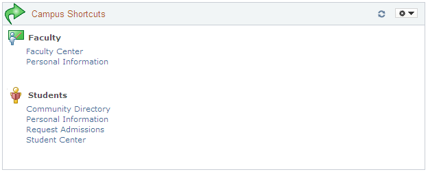 Campus Service Center Action Links (Campus Shortcuts) pagelet
