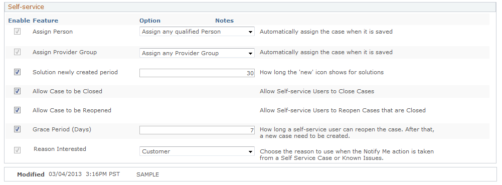 Business Unit - Options page (3 of 3)