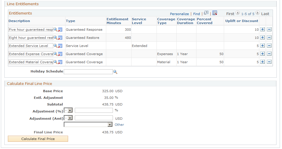 Agreement Line - Line Details page (3 of 3)